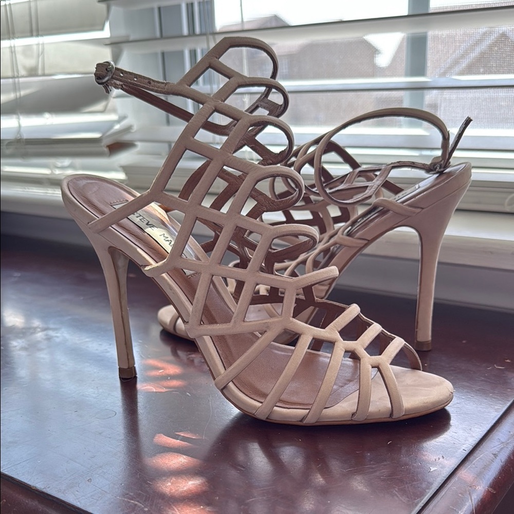 Steve Madden Cream Strappy Heels with Stiletto